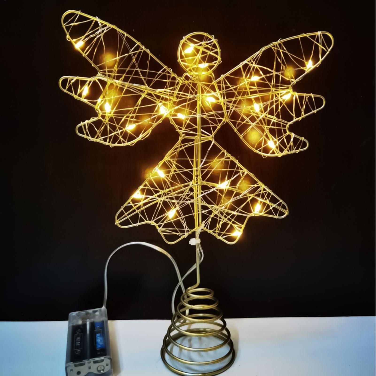 Star Tree Topper - Christmas Tree Topper Lighted Glitter Angel