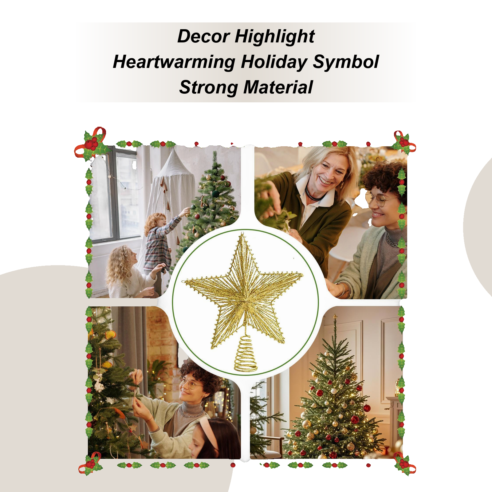 Star Tree Topper - Christmas Star Tree Topper Ornaments Decoration