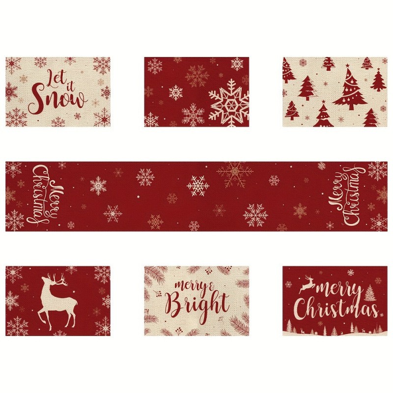 7-Piece Christmas Placemat and - Christmas Table Runner incelemesi ve fiyatı
