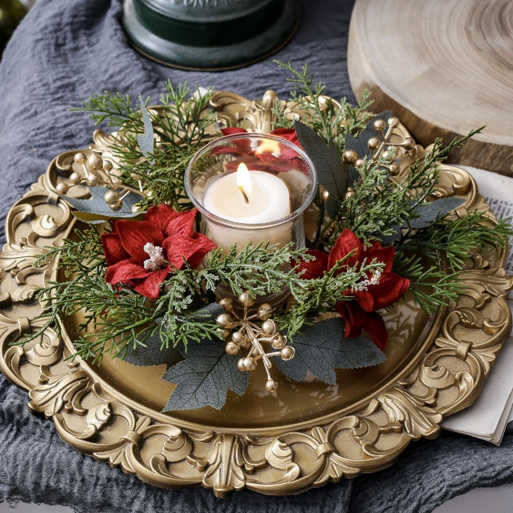 Christmas Candlestick Wreath R - Christmas Wreath Fake incelemesi ve fiyatı
